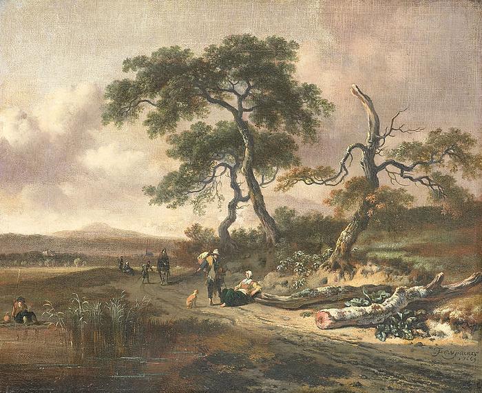 Jan Wijnants Landscape with pedlar and resting woman. oil painting picture